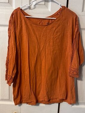 Sonoma Boho 3/4 Sleeve Scoop Neck Orange Tee - Size XL - 100% Cotton